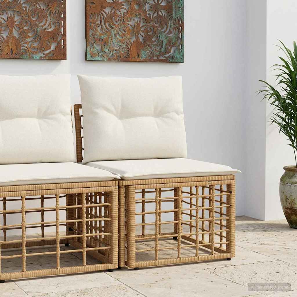 Modulo Divano da Esterno Senza Braccioli Naturale polyrattan | homemem39
