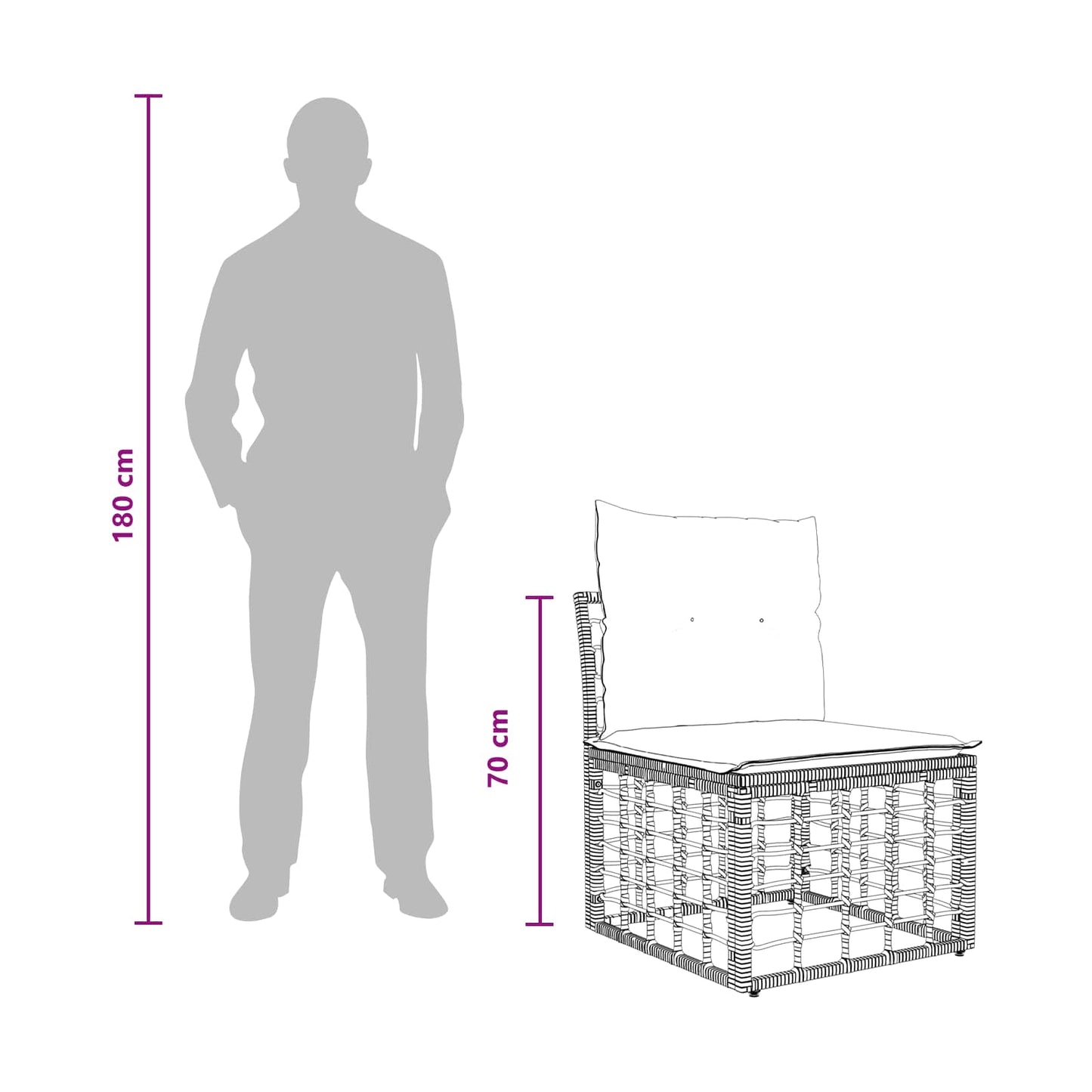 Modulo Divano da Esterno Senza Braccioli Naturale polyrattan | homemem39