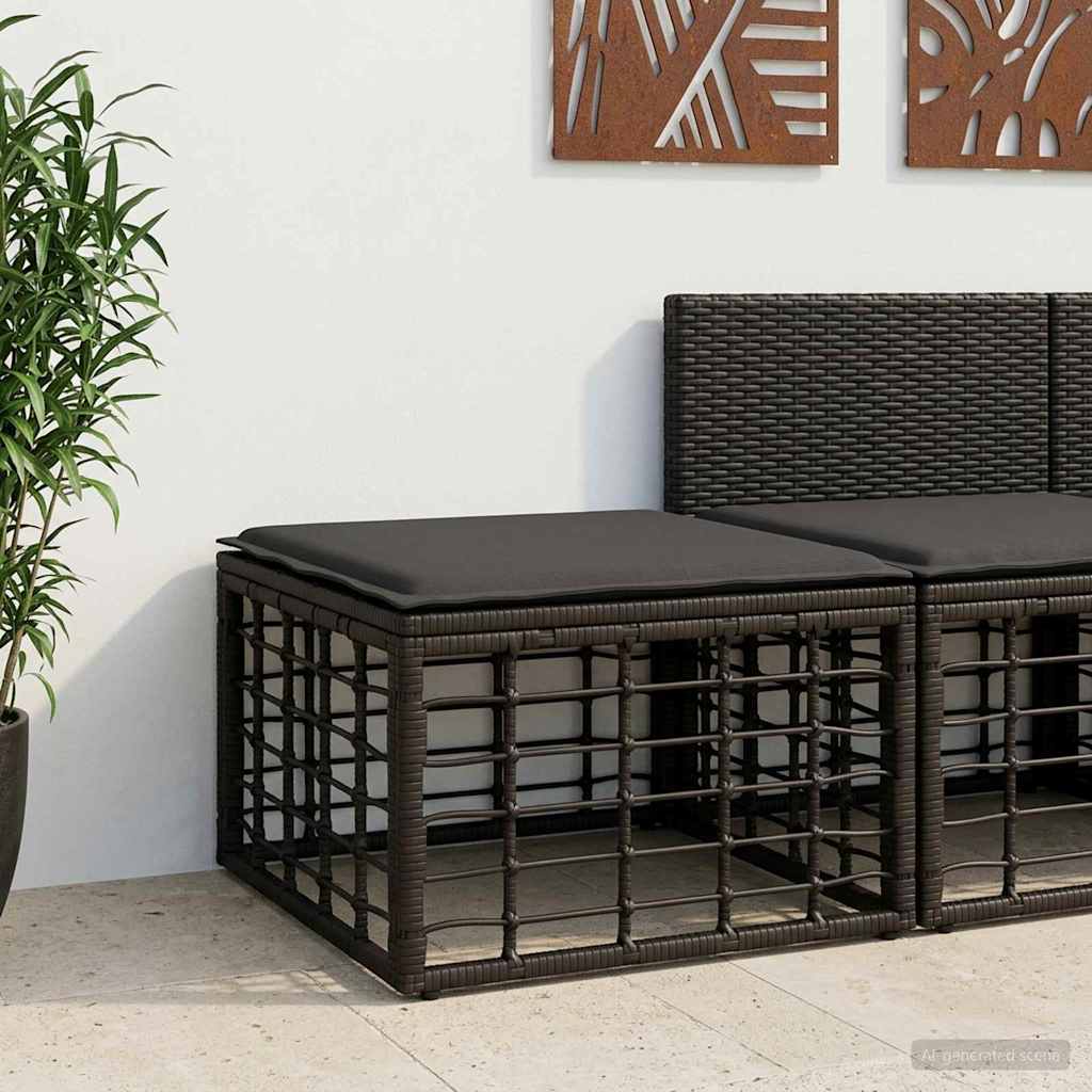 Poggiapiedi da Giardino Nero polyrattan | homemem39