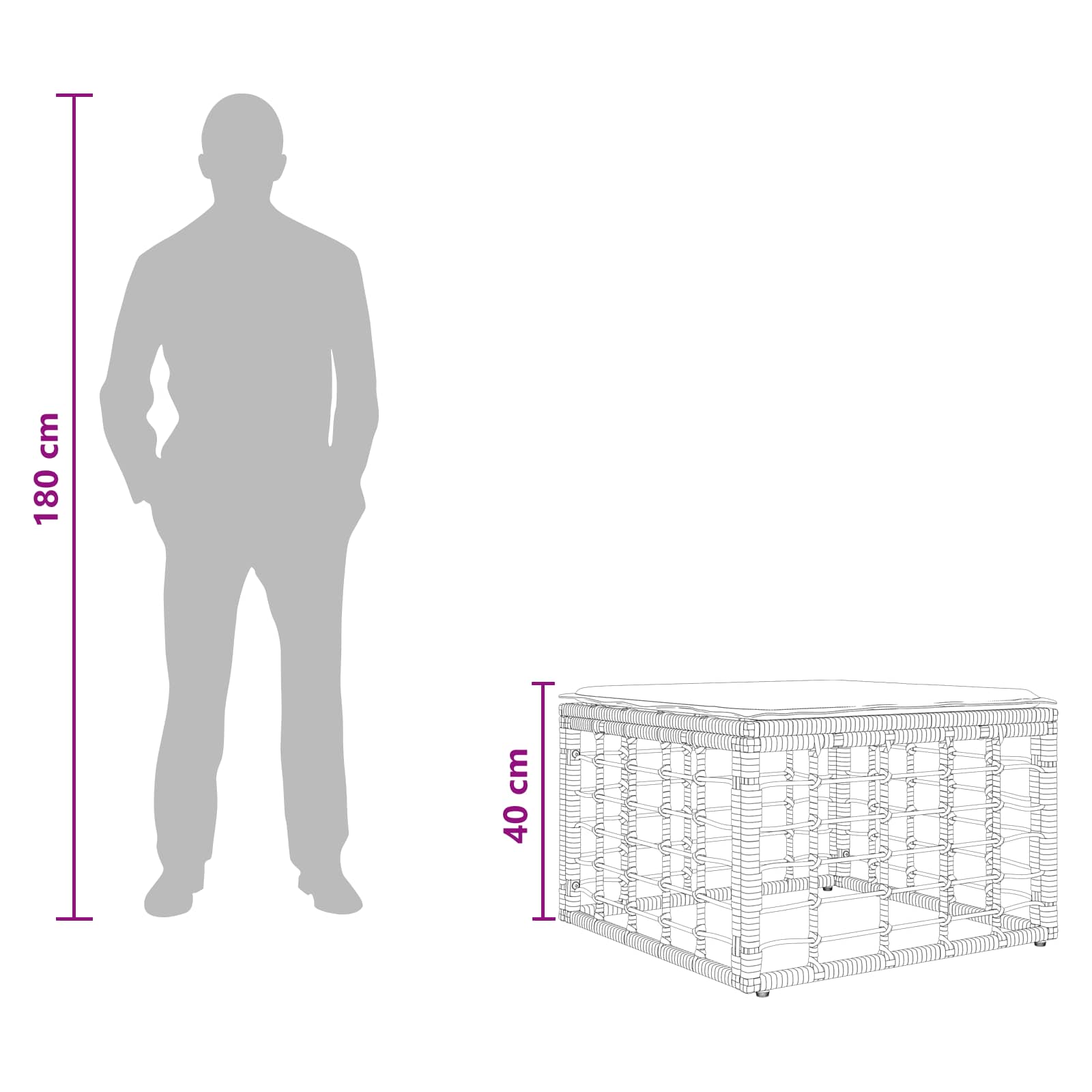 Poggiapiedi da Giardino Nero polyrattan | homemem39