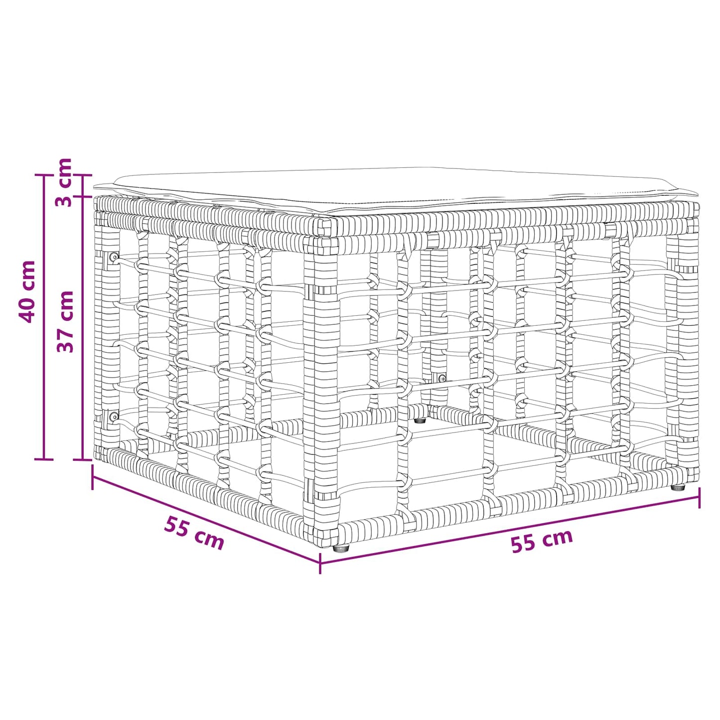 Poggiapiedi da Giardino Nero polyrattan | homemem39
