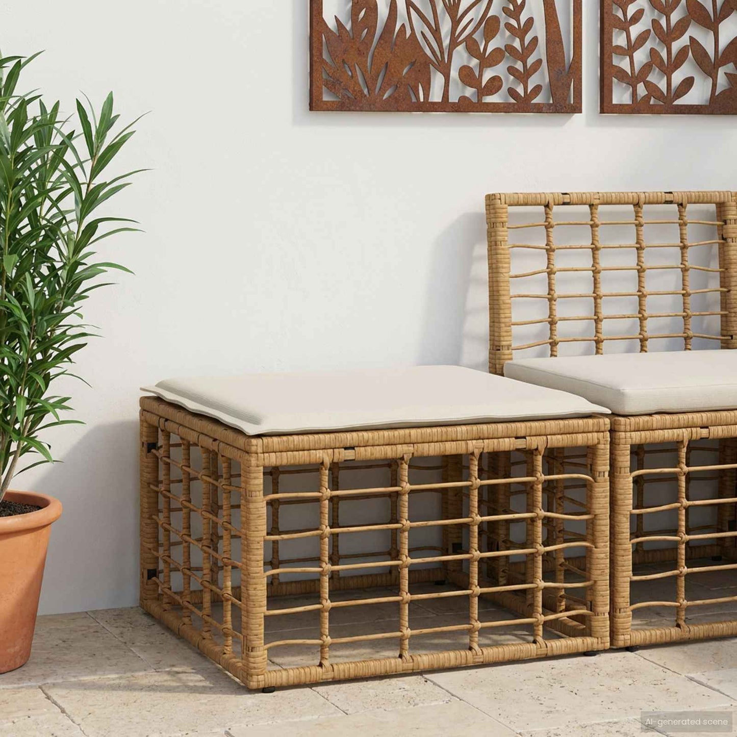 Poggiapiedi da Giardino Naturale polyrattan | homemem39