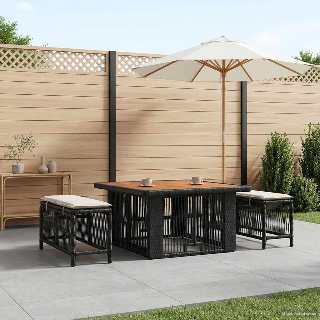 Set da Pranzo per Giardino 3 pcs Beige e Crema polyrattan | homemem39