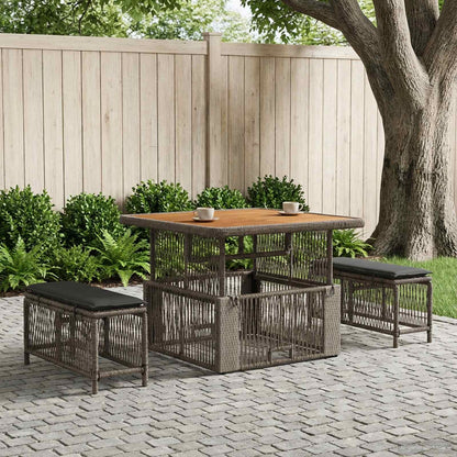 Set da Pranzo per Giardino 3 pz Grigio e Grigio Scuro - homemem39