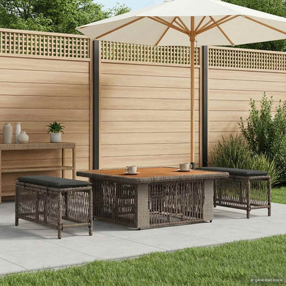 Set da Pranzo per Giardino 3 pz Grigio e Grigio Scuro - homemem39
