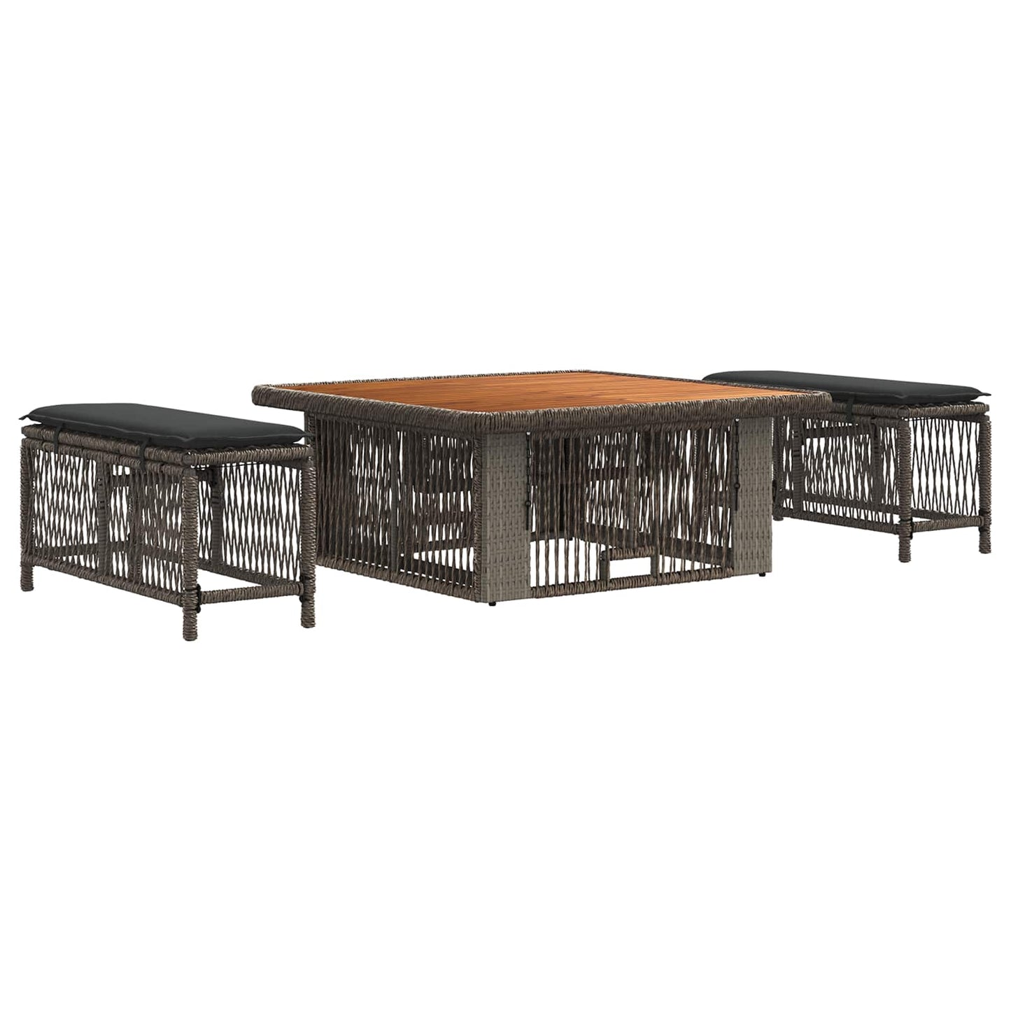 Set da Pranzo per Giardino 3 pz Grigio e Grigio Scuro - homemem39