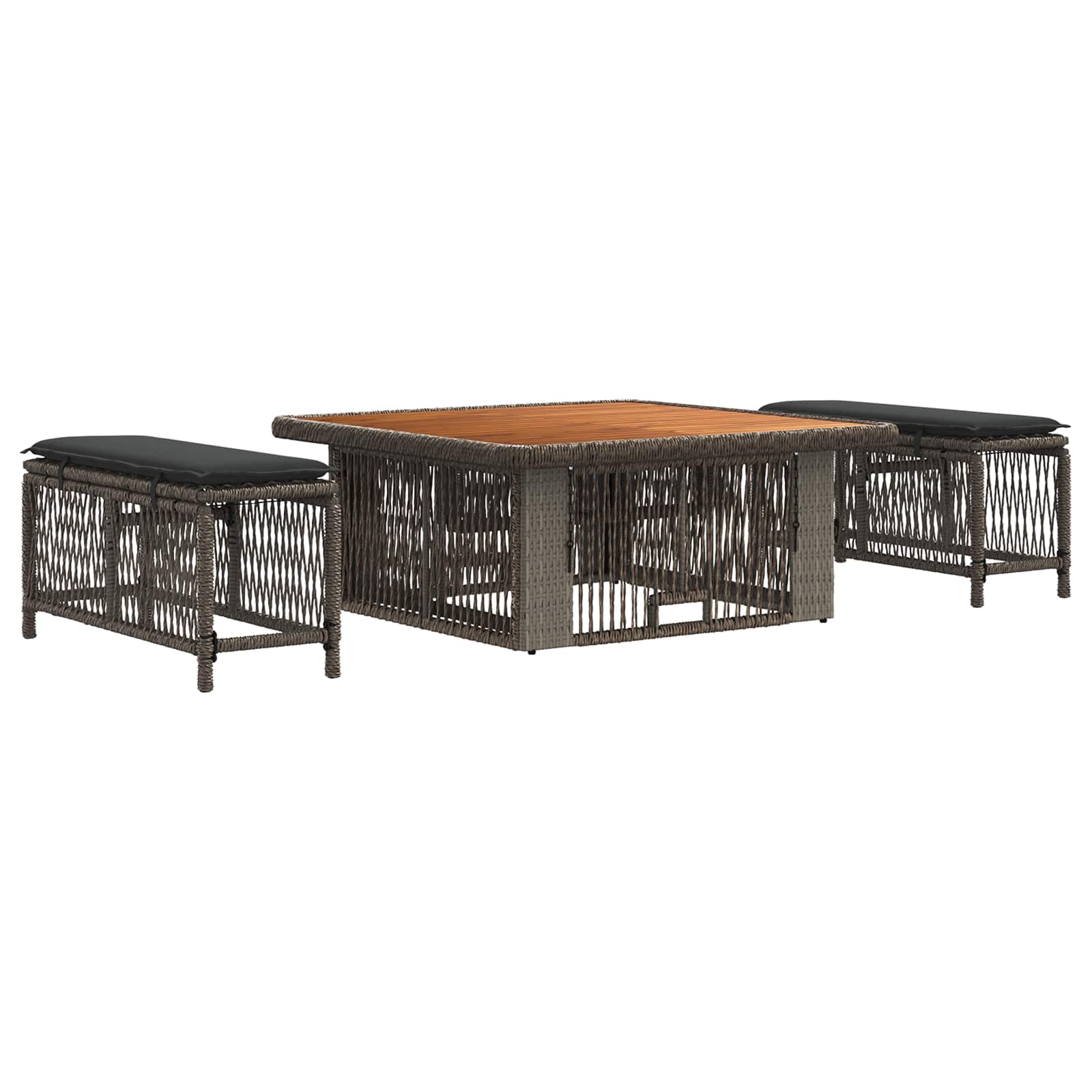 Set da Pranzo per Giardino 3 pz Grigio e Grigio Scuro - homemem39