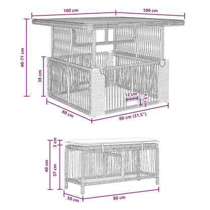 Set da Pranzo per Giardino 3 pcs Grigio e Grigio Scuro | homemem39