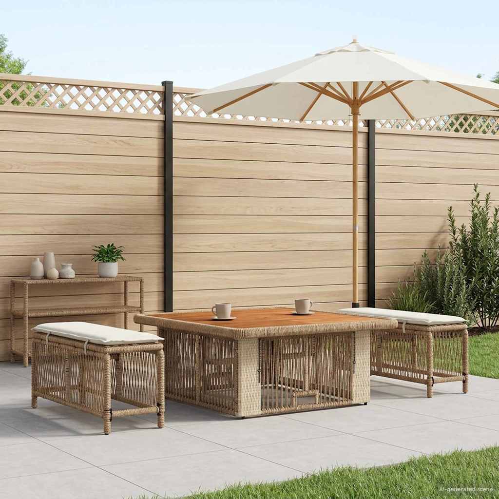 Set da Pranzo per Giardino 3 pcs Beige e Crema polyrattan | homemem39