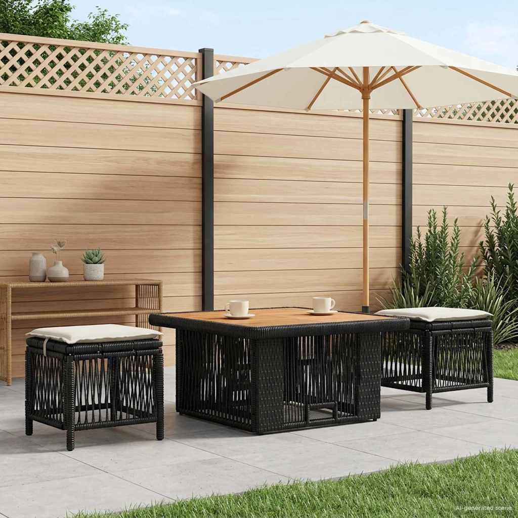 Set da Pranzo per Giardino 3 pcs Beige e Crema polyrattan | homemem39