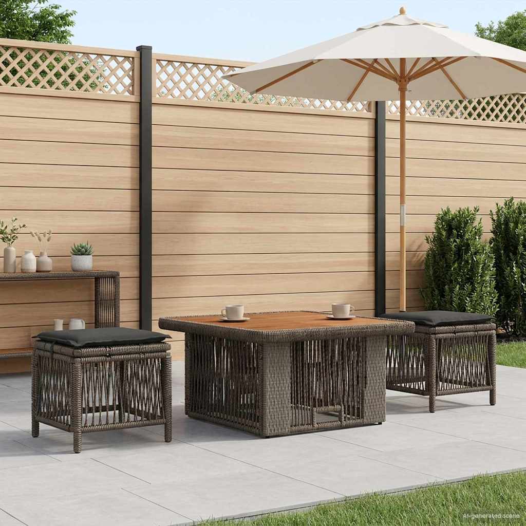 Set da Pranzo per Giardino 3 pcs Grigio e Grigio Scuro | homemem39