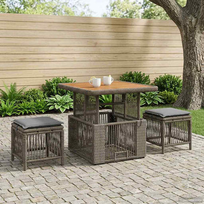 Set da Pranzo per Giardino 3 pcs Grigio e Grigio Scuro | homemem39