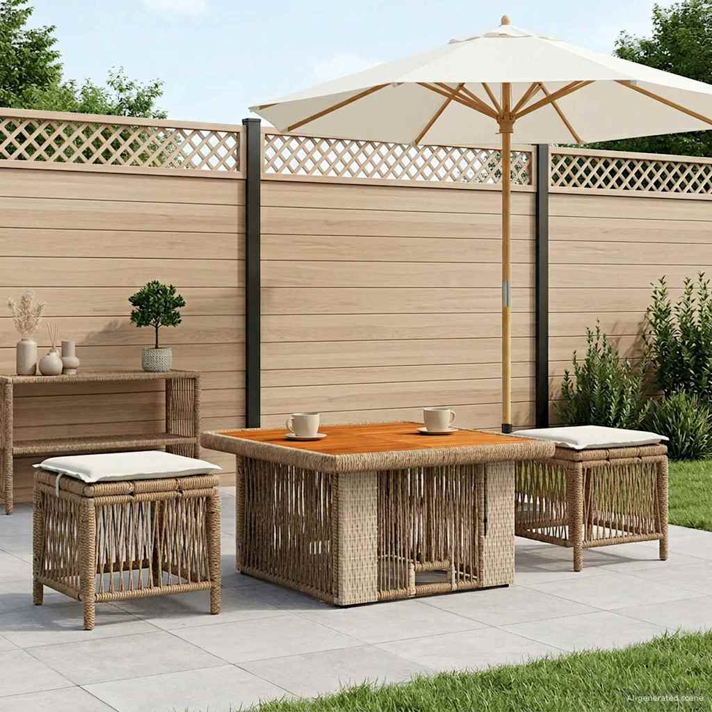Set da Pranzo per Giardino 3 pcs Beige e Crema polyrattan | homemem39