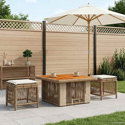 Set da Pranzo per Giardino 3 pcs Beige e Crema polyrattan | homemem39
