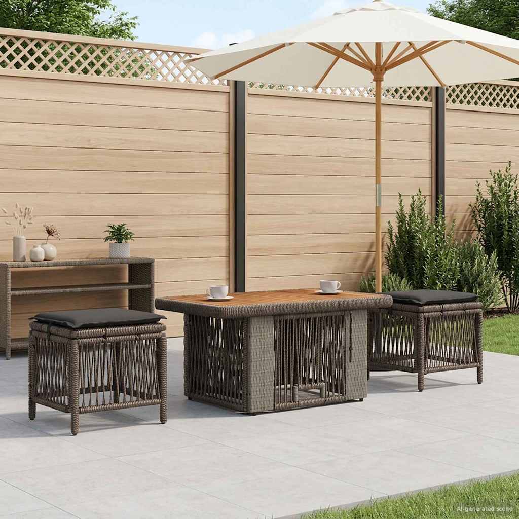 Set da Pranzo per Giardino 3 pcs Grigio e Grigio Scuro | homemem39