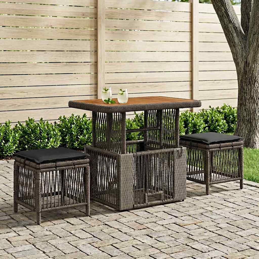 Set da Pranzo per Giardino 3 pcs Grigio e Grigio Scuro | homemem39