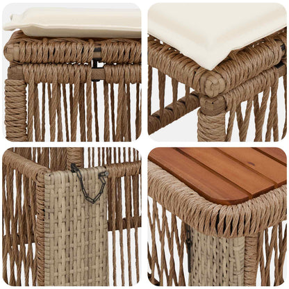 Set da Pranzo per Giardino 3 pcs Beige e Crema polyrattan | homemem39