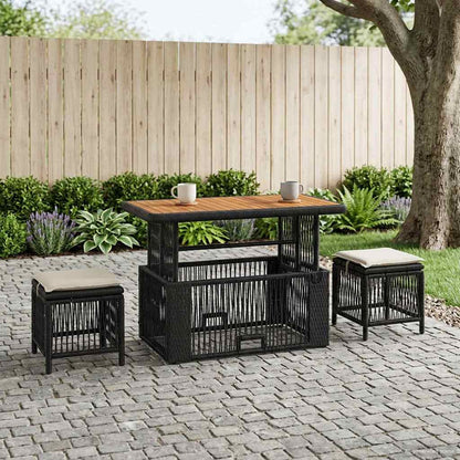 Set da Pranzo per Giardino 4 pcs Nero e Crema polyrattan | homemem39