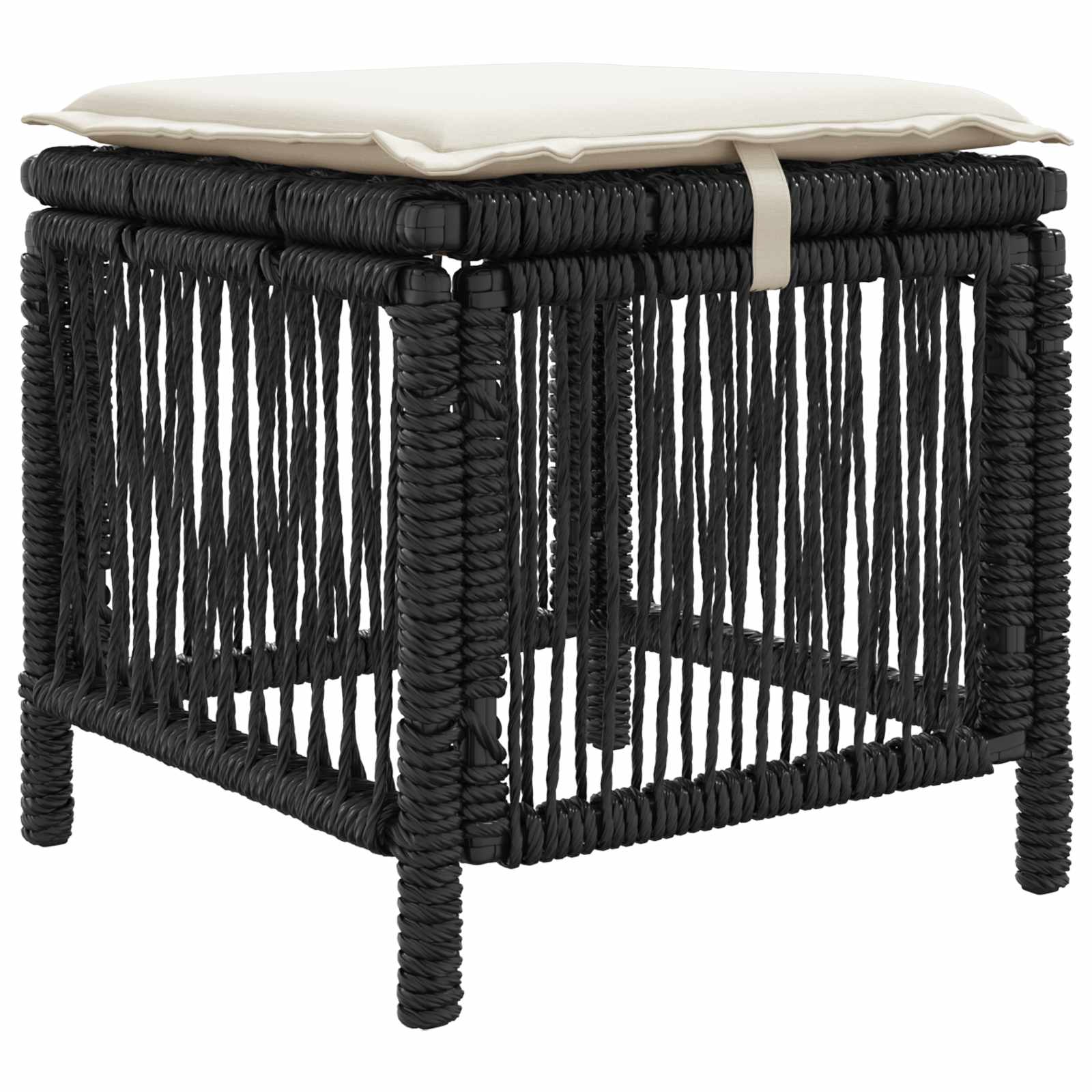 Set da Pranzo per Giardino 4 pcs Nero e Crema polyrattan | homemem39