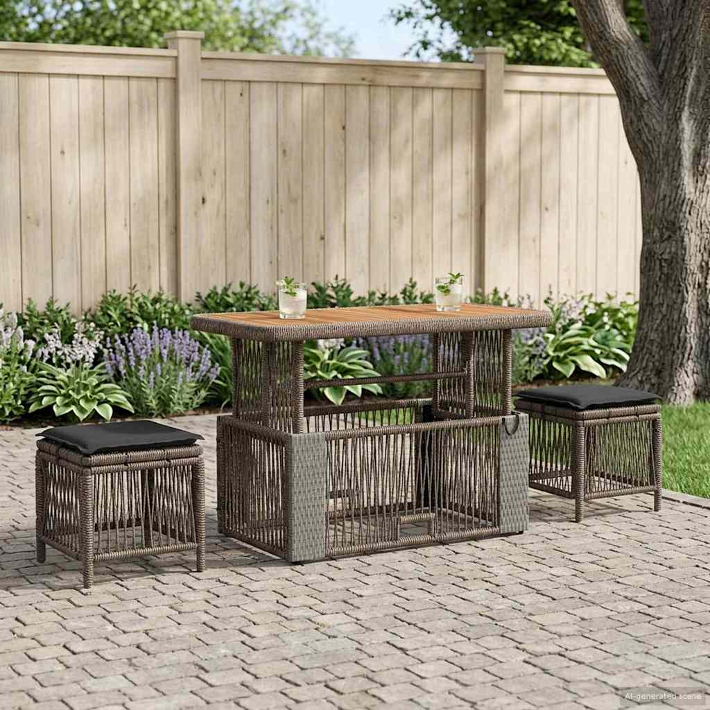 Set da Pranzo per Giardino 4 pcs Grigio e Grigio Scuro | homemem39