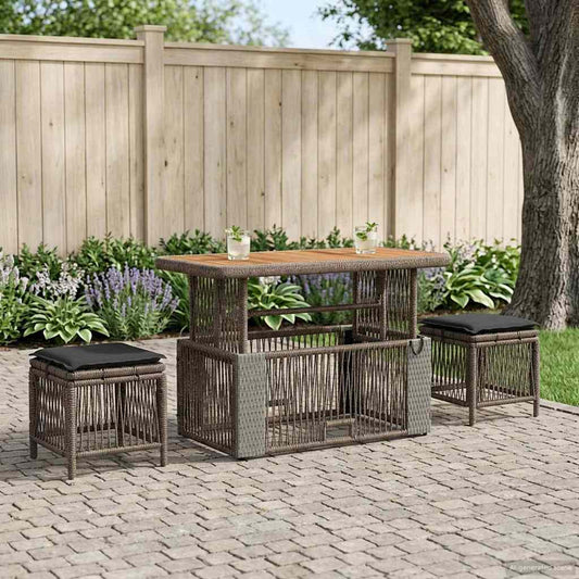 Set da Pranzo per Giardino 4 pcs Grigio e Grigio Scuro