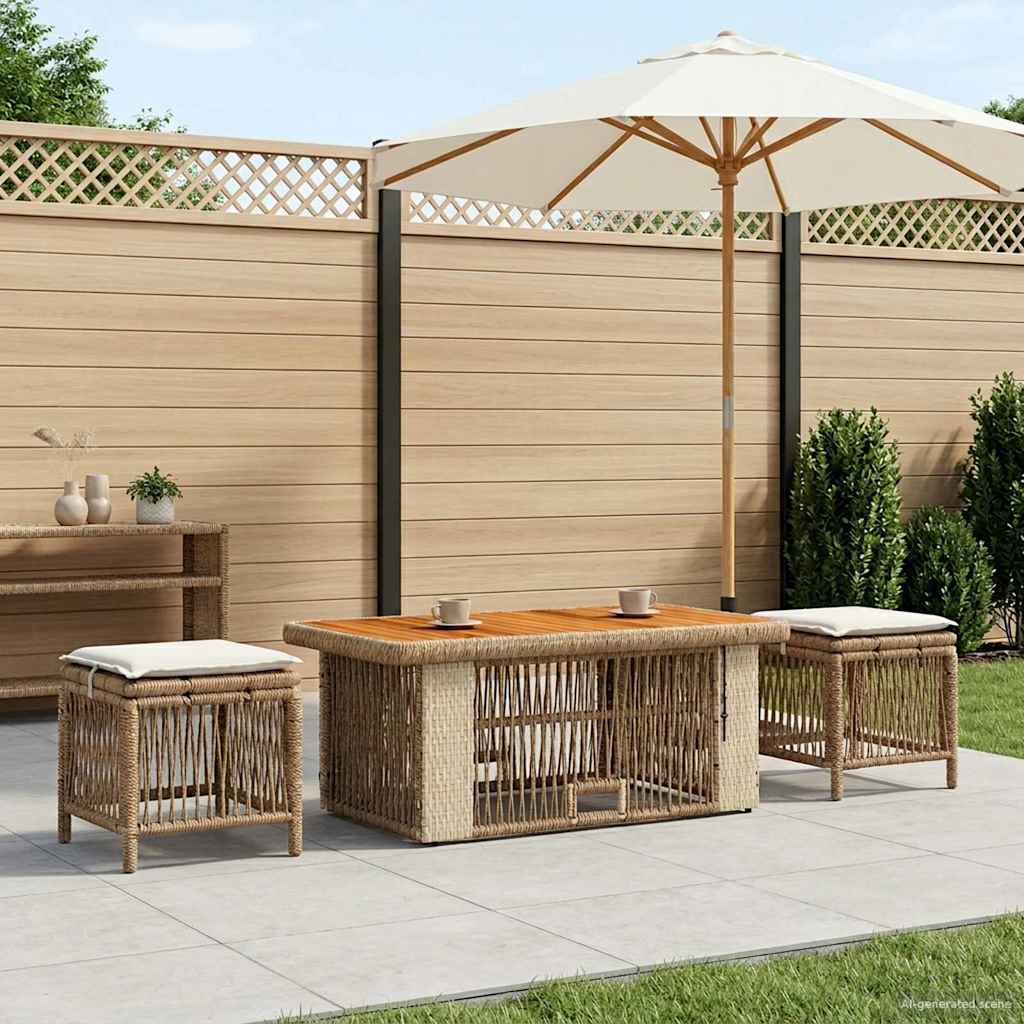 Set da Pranzo per Giardino 4 pcs Beige e Crema polyrattan | homemem39