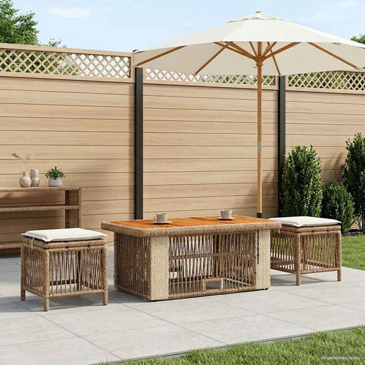 Set da Pranzo per Giardino 4 pcs Beige e Crema polyrattan | homemem39