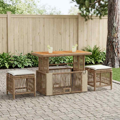 Set da Pranzo per Giardino 4 pcs Beige e Crema polyrattan | homemem39