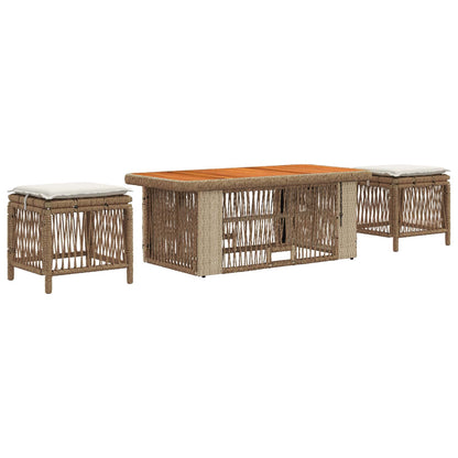 Set da Pranzo per Giardino 4 pcs Beige e Crema polyrattan | homemem39