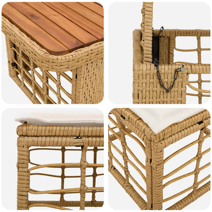 Set da Pranzo per Giardino con cuscino 3 pcs Naturale e Bianco | homemem39