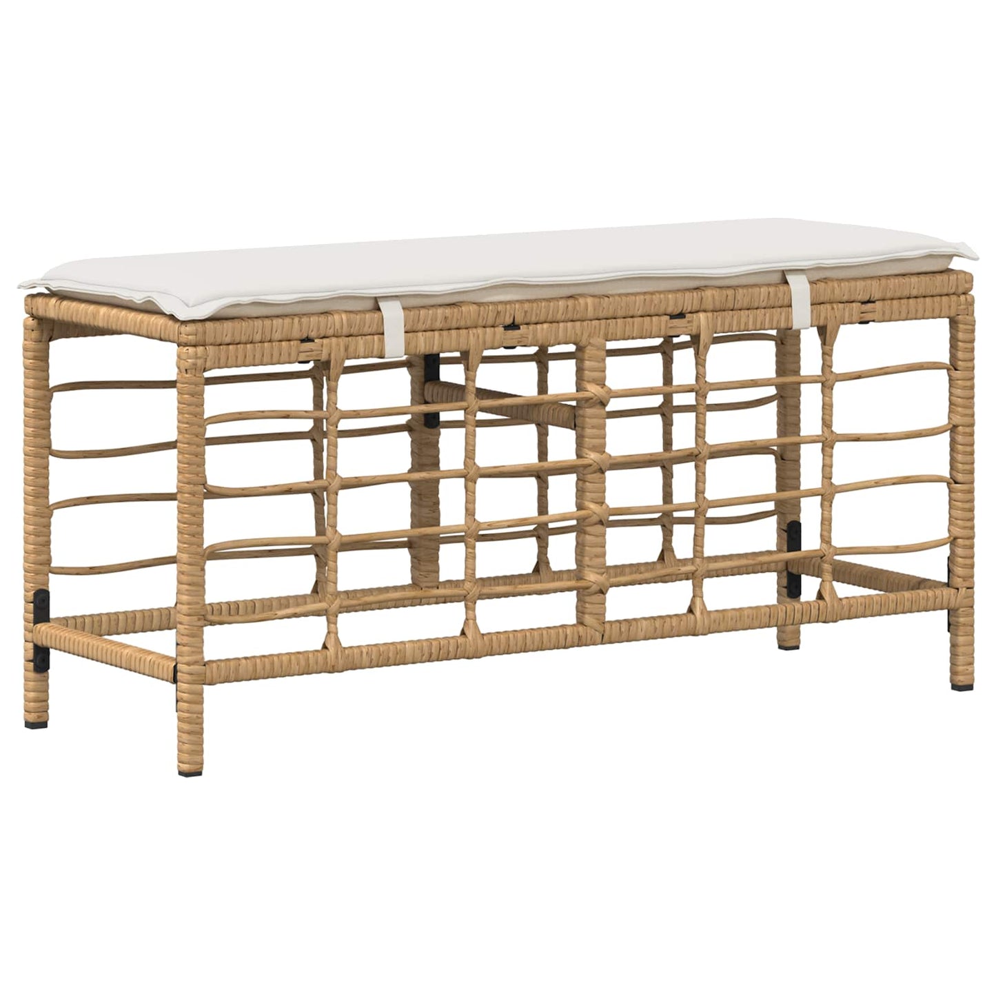 Set da Pranzo per Giardino con cuscino 3 pcs Naturale e Bianco | homemem39