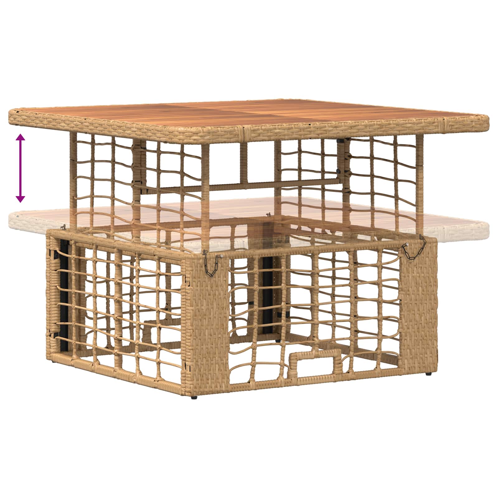 Set da Pranzo per Giardino con cuscino 3 pcs Naturale e Bianco | homemem39