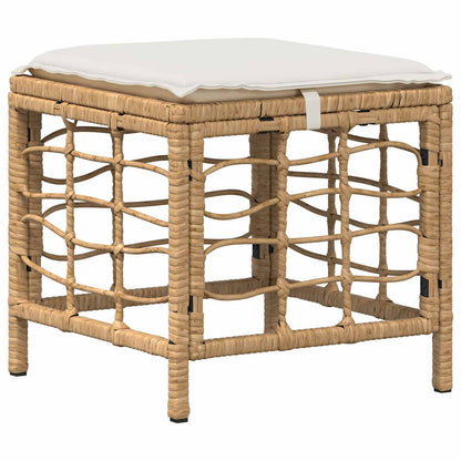 Set da Pranzo per Giardino con cuscino 3 pcs Naturale e Bianco