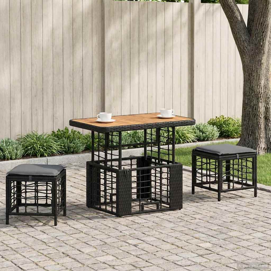 Set da Pranzo per Giardino con cuscino 3 pcs Nero e Grigio | homemem39