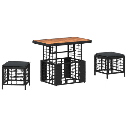 Set da Pranzo per Giardino con cuscino 3 pcs Nero e Grigio | homemem39