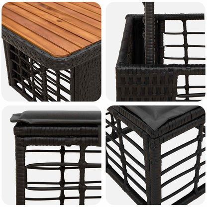 Set da Pranzo per Giardino con cuscino 4 pcs Nero e Grigio | homemem39