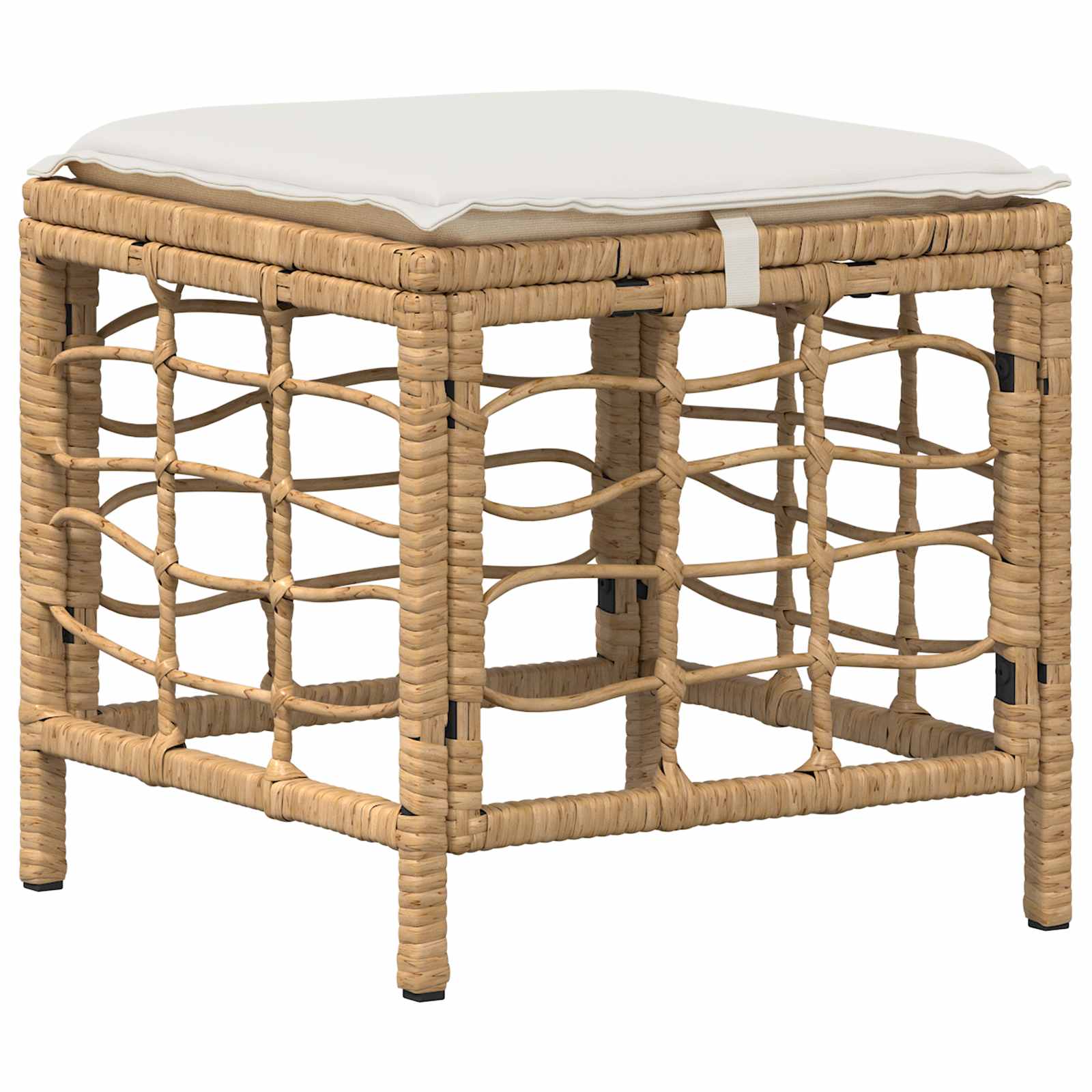 Set da Pranzo per Giardino con cuscino 4 pcs Naturale e Bianco | homemem39