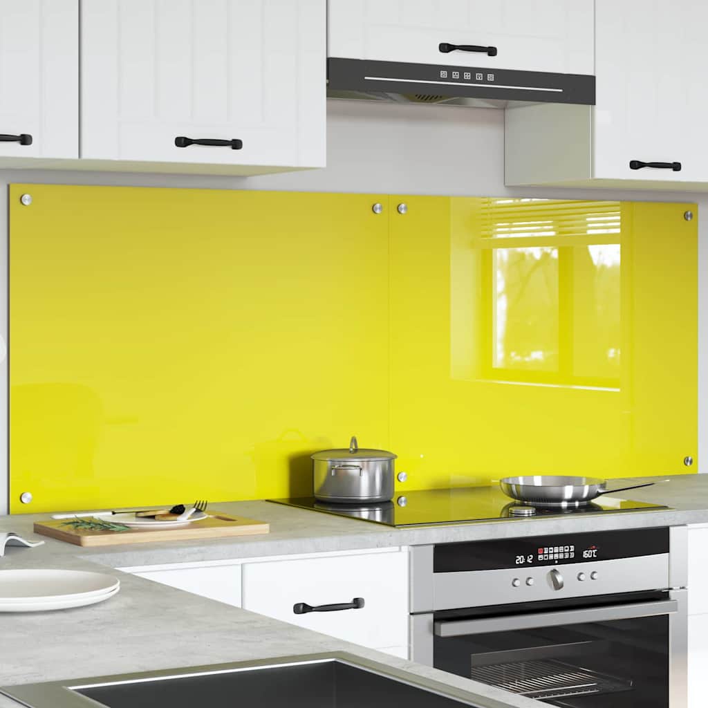 Rivestimento da Cucina 2 pcs Giallo 80 x 60 cm vetro temperato