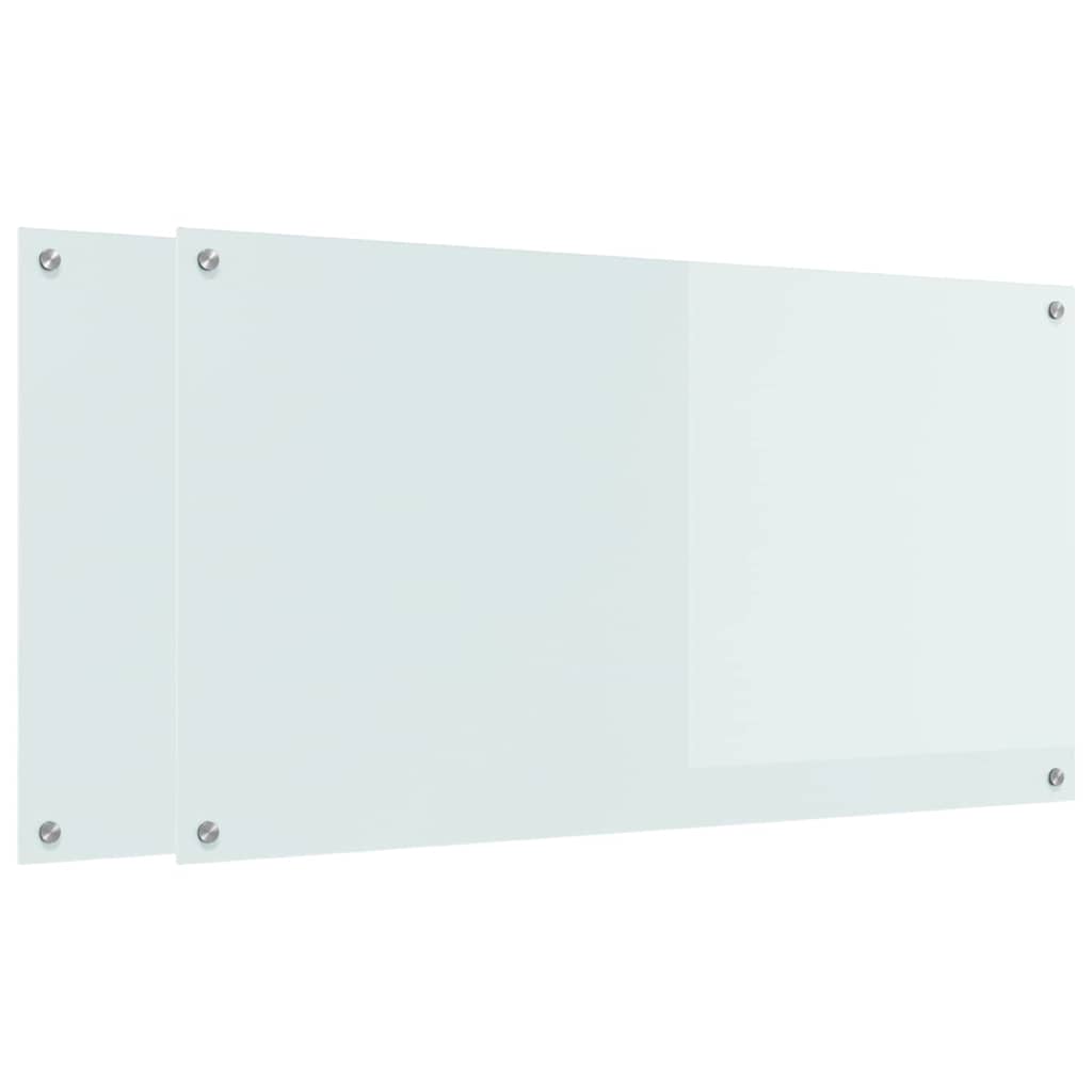 Schienale da cucina 2 pcs Bianco 110 x 60 cm vetro temperato | homemem39