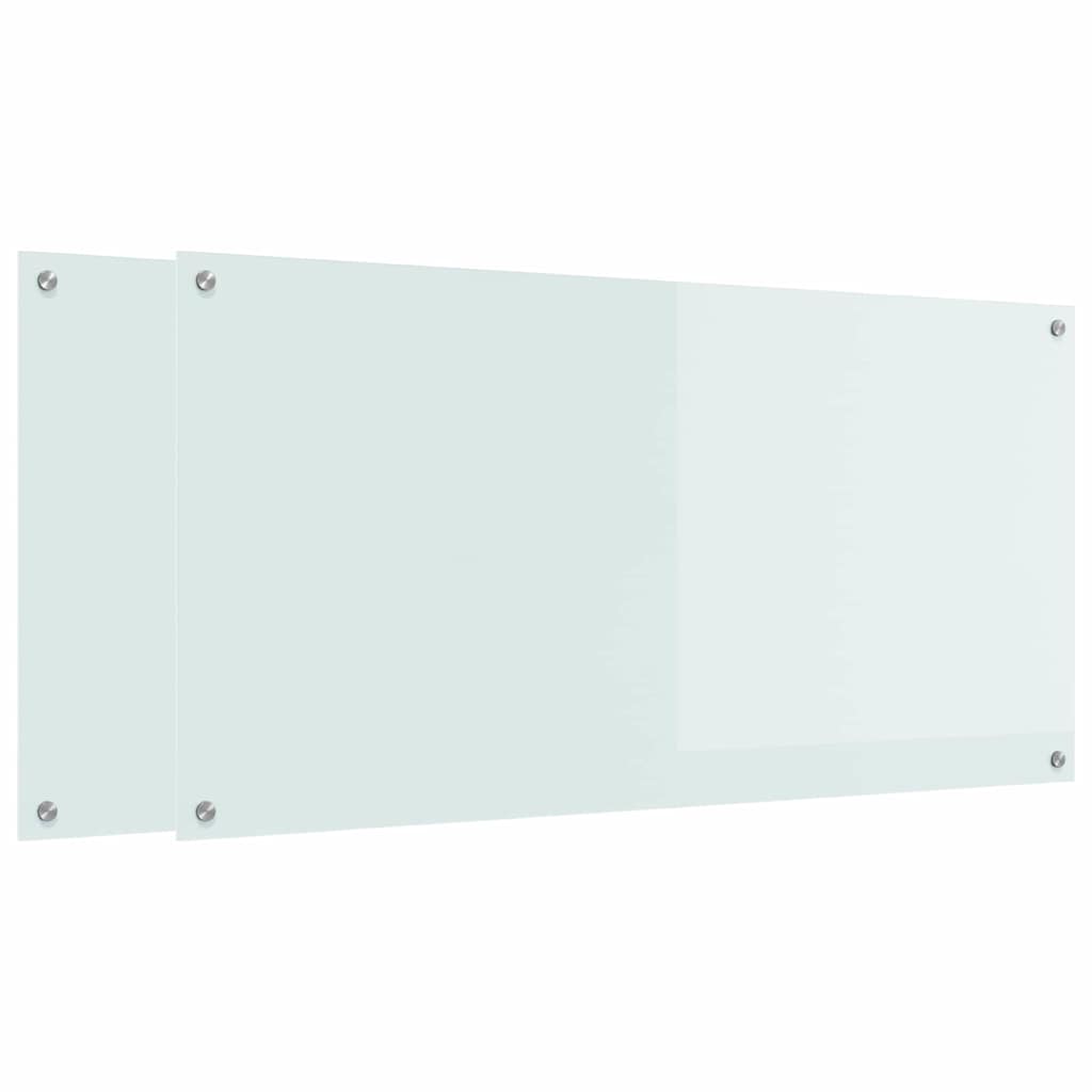 Schienale da cucina 2 pcs Bianco 120 x 60 cm vetro temperato | homemem39
