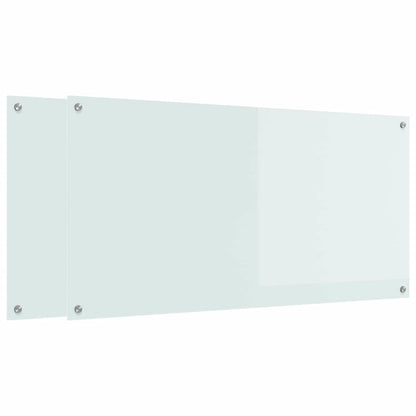 Schienale da cucina 2 pcs Bianco 120 x 60 cm vetro temperato | homemem39
