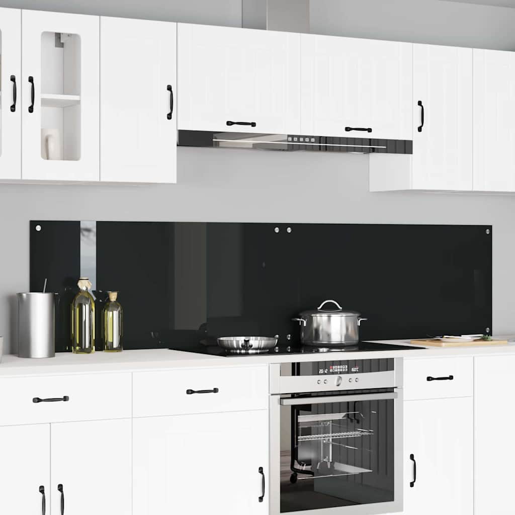 Rivestimento da Cucina 2 pcs Nero 110 x 50 cm vetro temperato