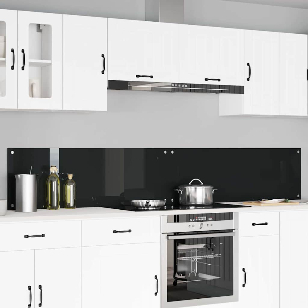 Schienale da cucina 2 pcs Nero 120 x 40 cm vetro temperato | homemem39
