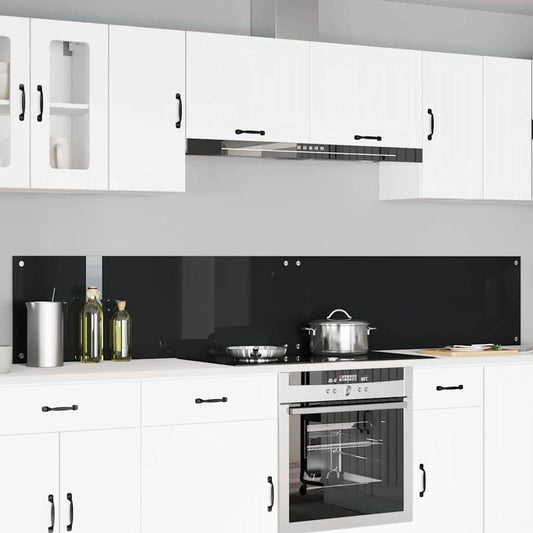 Schienale da cucina 2 pcs Nero 120 x 40 cm vetro temperato | homemem39