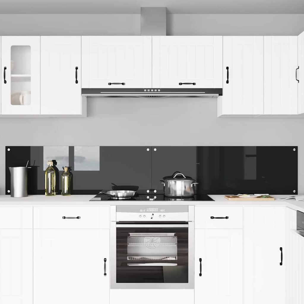 Schienale da cucina 2 pcs Nero 120 x 40 cm vetro temperato | homemem39