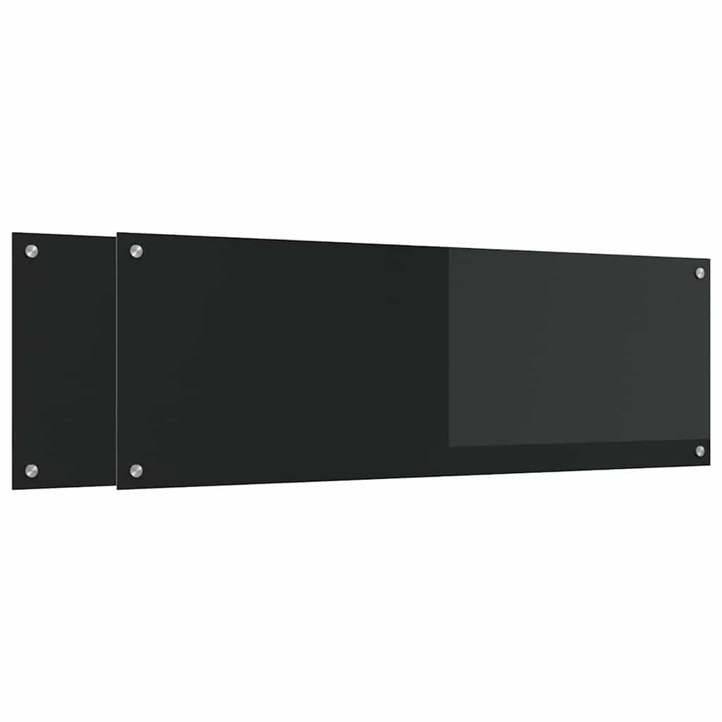 Schienale da cucina 2 pcs Nero 120 x 40 cm vetro temperato | homemem39