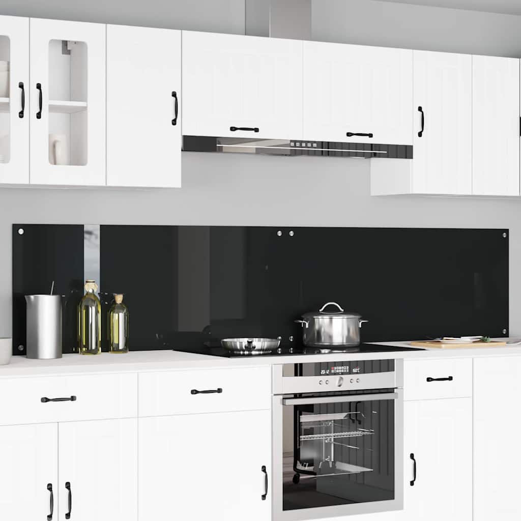 Schienale da cucina 2 pcs Nero 120 x 50 cm vetro temperato | homemem39