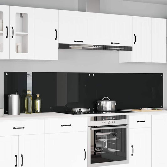 Schienale da cucina 2 pcs Nero 120 x 50 cm vetro temperato | homemem39