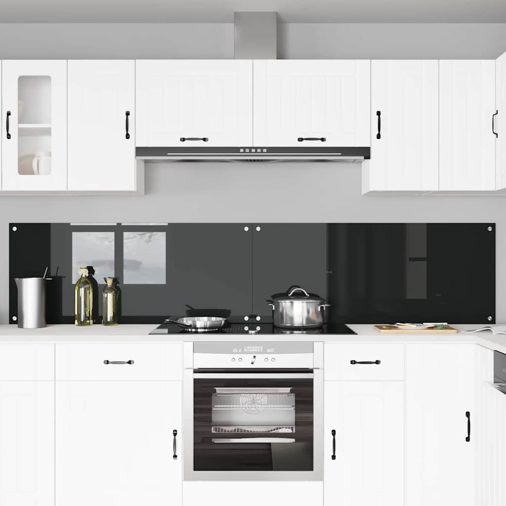 Schienale da cucina 2 pcs Nero 120 x 50 cm vetro temperato | homemem39