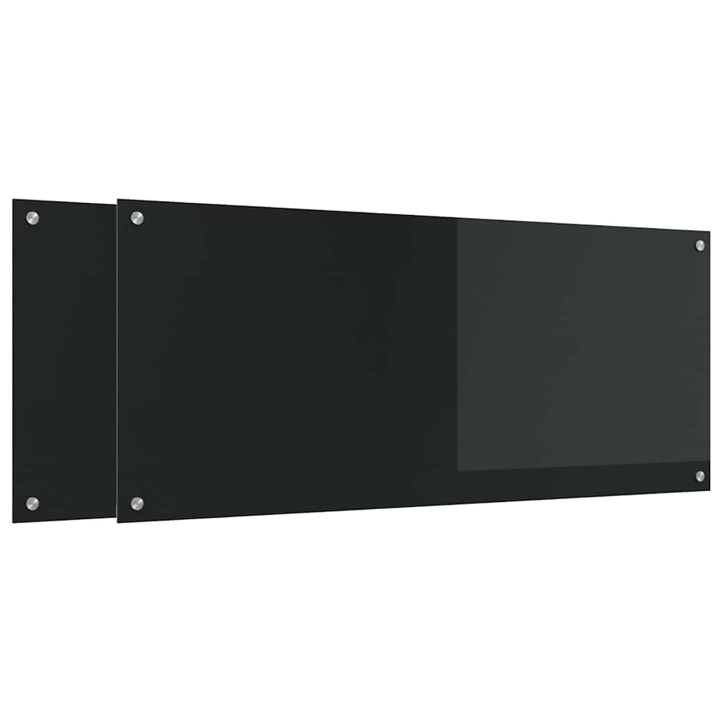 Schienale da cucina 2 pcs Nero 120 x 50 cm vetro temperato | homemem39